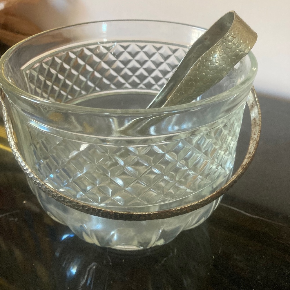 Crystal and silver plate ice bucket
